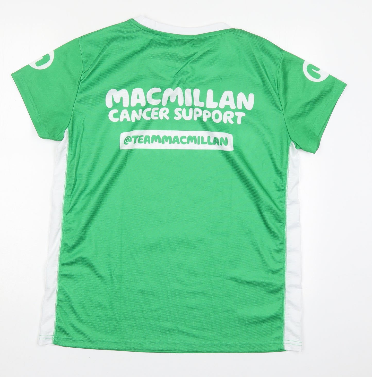 Macmillan Cancer Support Womens Green  Polyester Basic T-Shirt Size 14 Round Neck