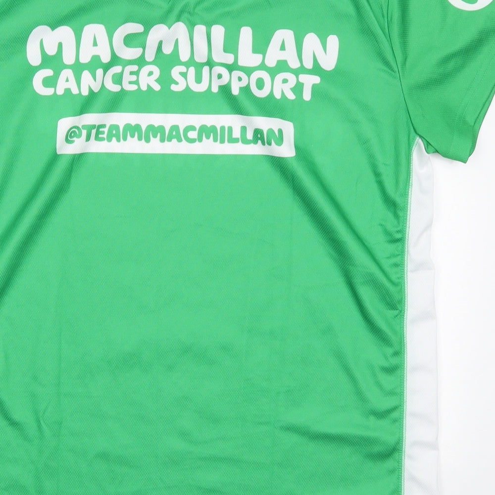 Macmillan Cancer Support Womens Green  Polyester Basic T-Shirt Size 14 Round Neck
