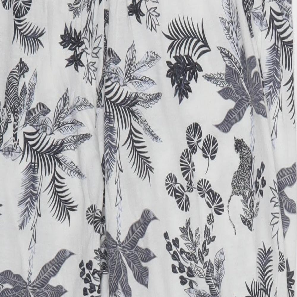 Marks and Spencer Womens White Floral Cotton Trousers  Size 14 L28 in Regular  - Pyjama Pants