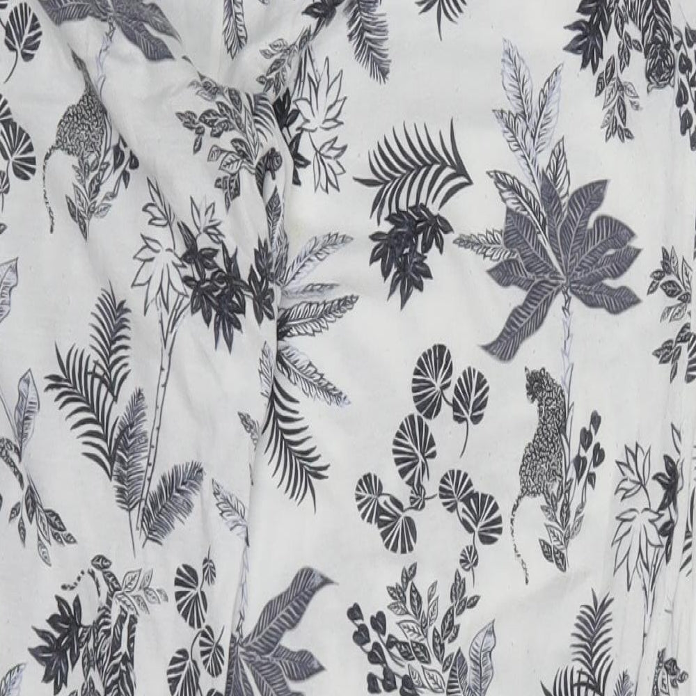 Marks and Spencer Womens White Floral Cotton Trousers  Size 14 L28 in Regular  - Pyjama Pants