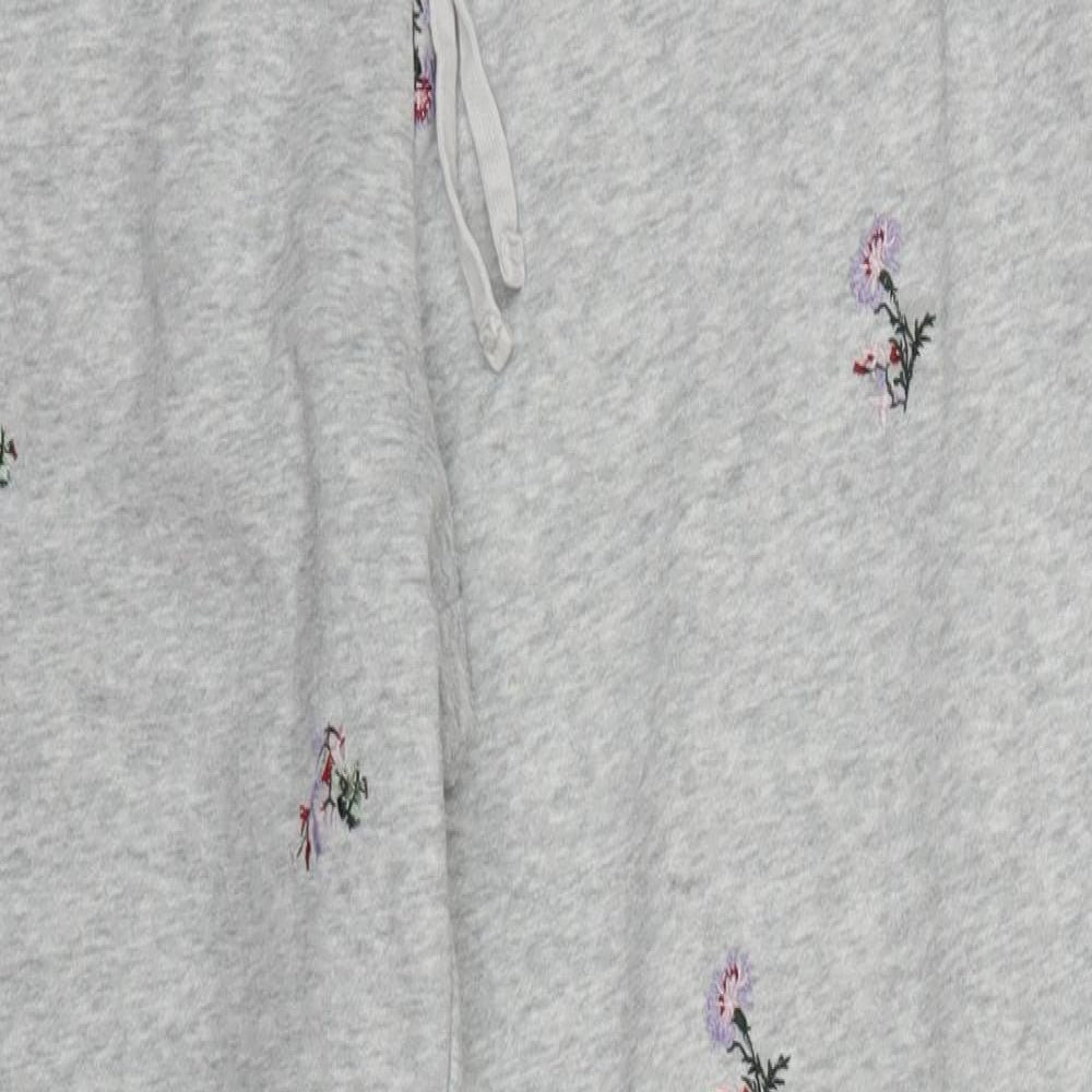 H&M Womens Grey Floral Cotton Sweatpants Trousers Size M L29 in Regular Drawstring