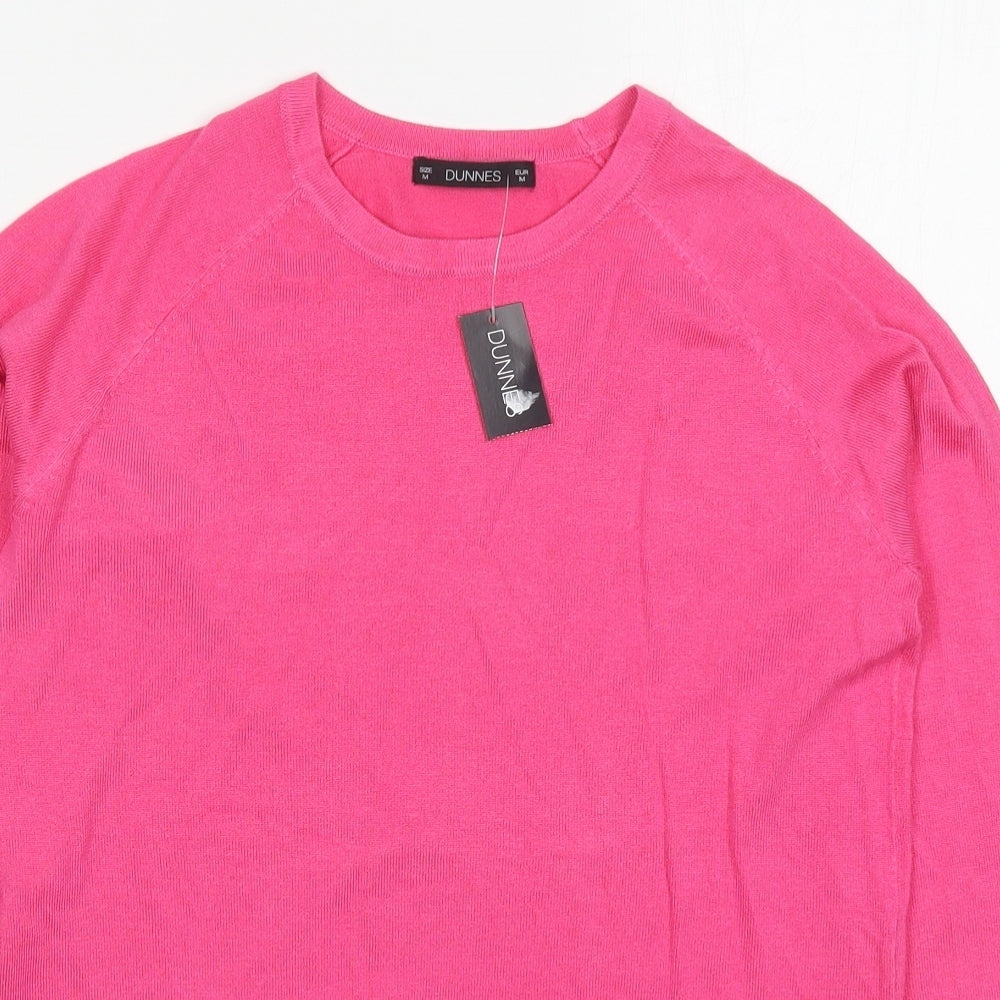 Dunnes Womens Pink Round Neck  Viscose Pullover Jumper Size M