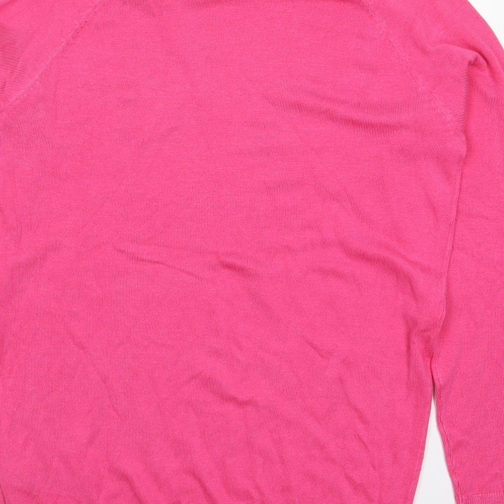 Dunnes Womens Pink Round Neck  Viscose Pullover Jumper Size M