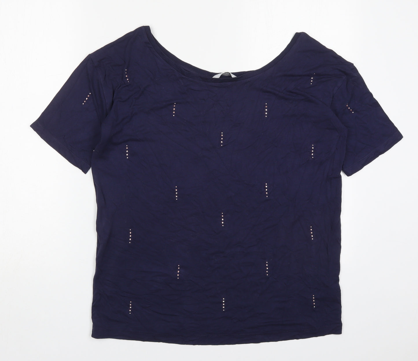 NEXT Womens Blue  Viscose Basic T-Shirt Size 8 Round Neck