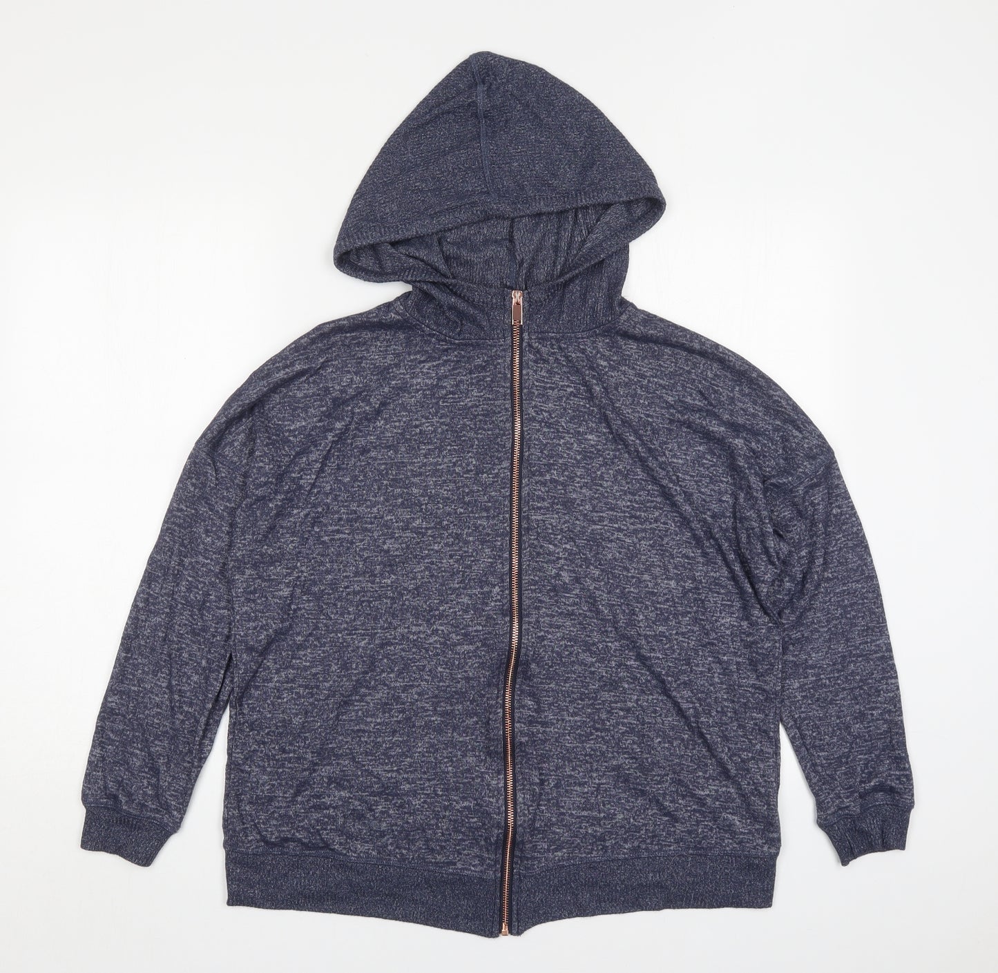 Papaya Womens Blue  Polyester Full Zip Hoodie Size L  Zip