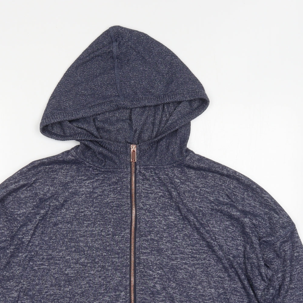 Papaya Womens Blue  Polyester Full Zip Hoodie Size L  Zip