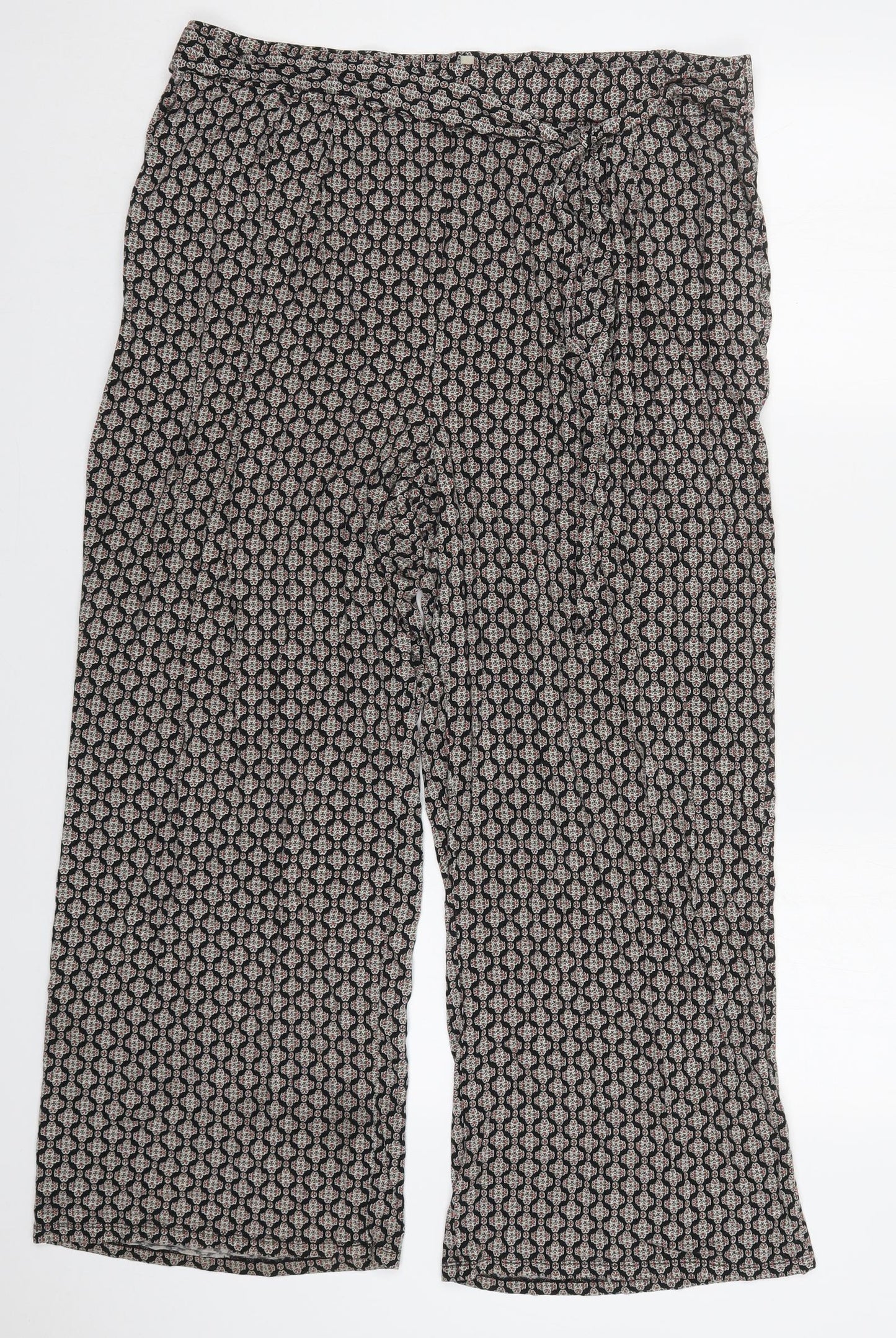 Papaya Womens Grey Geometric Viscose Trousers  Size 20 L27 in Regular
