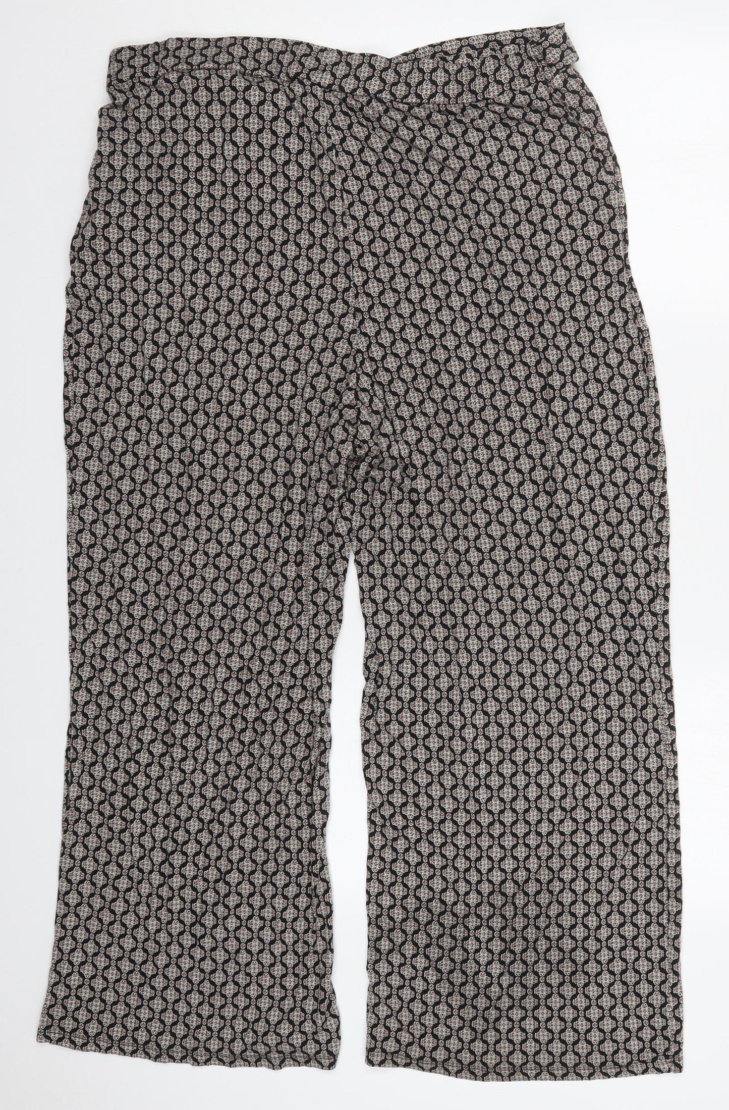 Papaya Womens Grey Geometric Viscose Trousers  Size 20 L27 in Regular