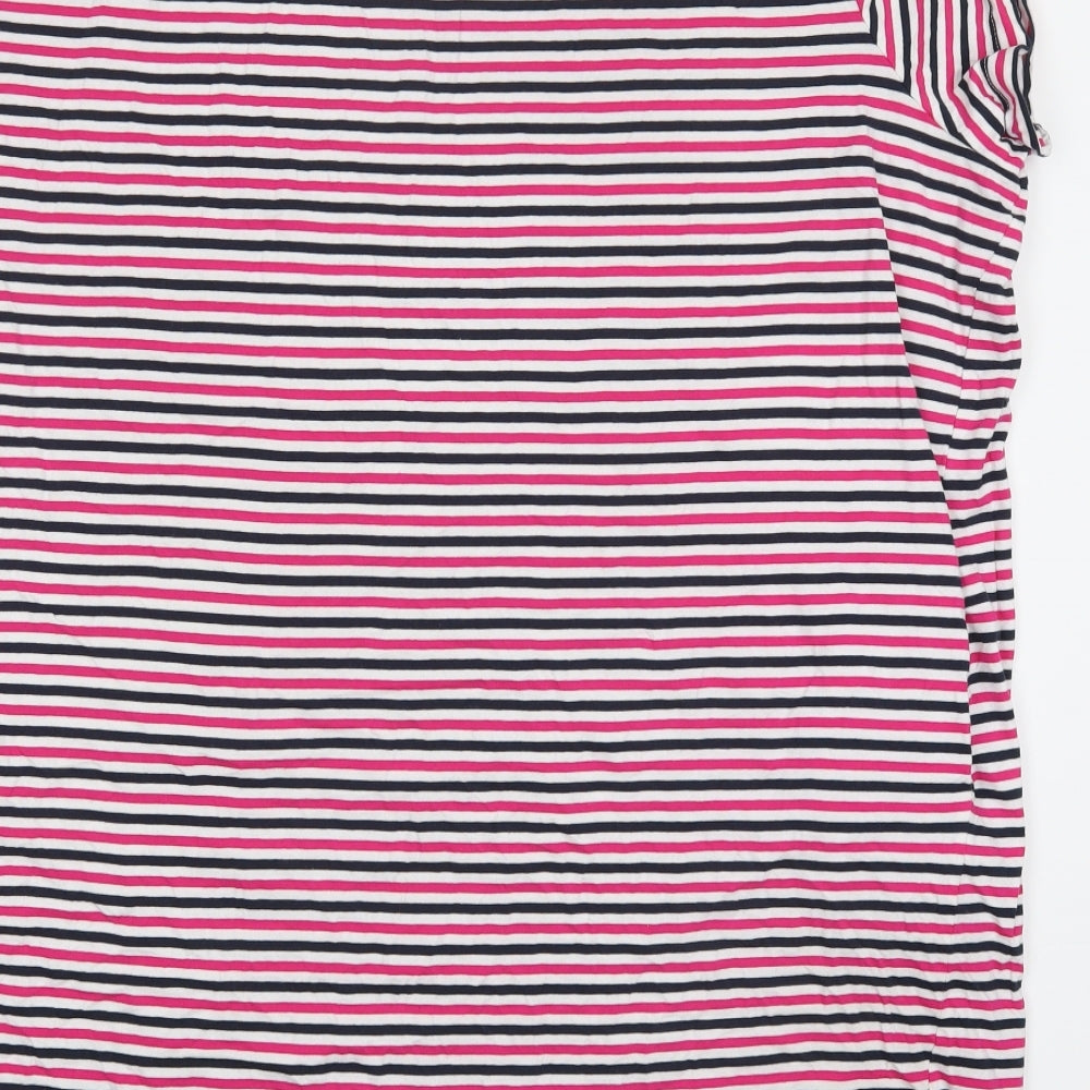 Marks and Spencer Womens Pink Striped Cotton T-Shirt Dress  Size 24  Round Neck Pullover