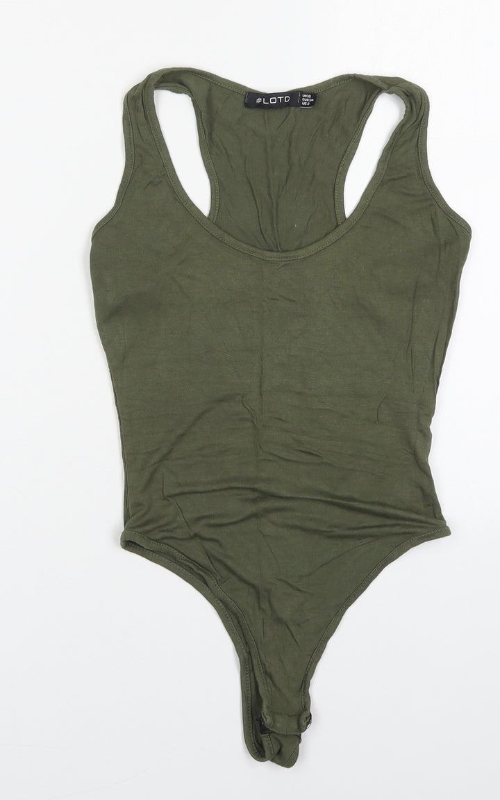 LOTD Womens Green Viscose Bodysuit One-Piece Size 6 Button