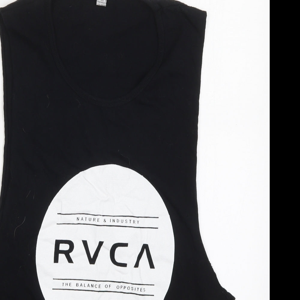 Preworn Mens Black  Viscose  T-Shirt One Size Crew Neck  - RVCA