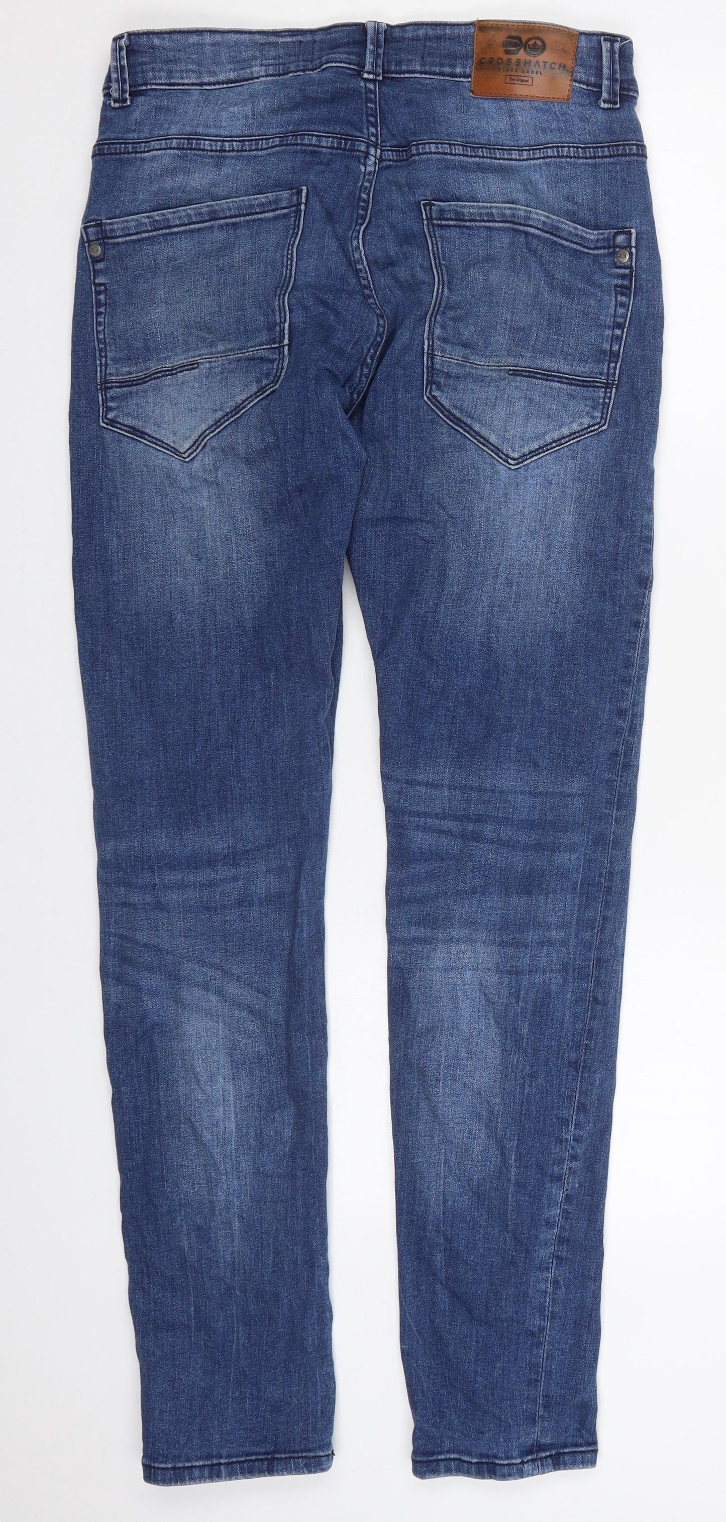 Crosshatch Mens Blue  Cotton Straight Jeans Size 30 L30 in Slim Button