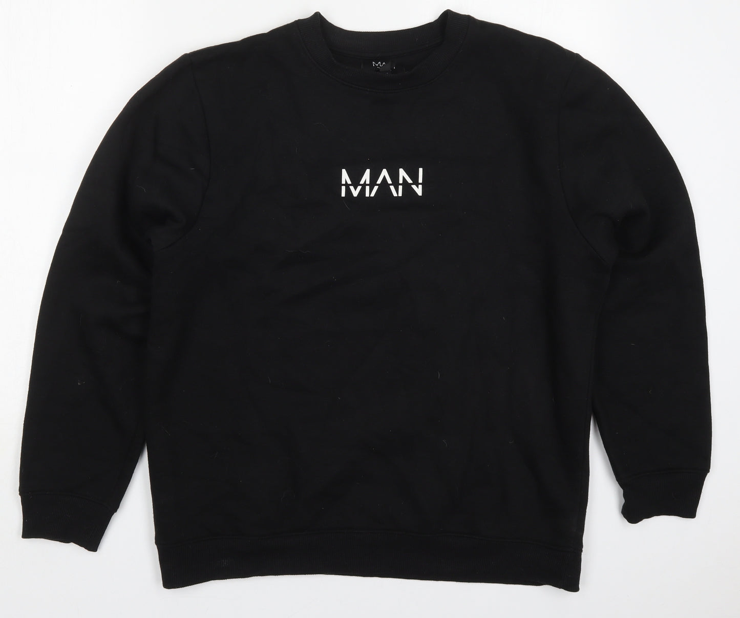 Boohoo MAN Mens Black  Cotton Pullover Sweatshirt Size M