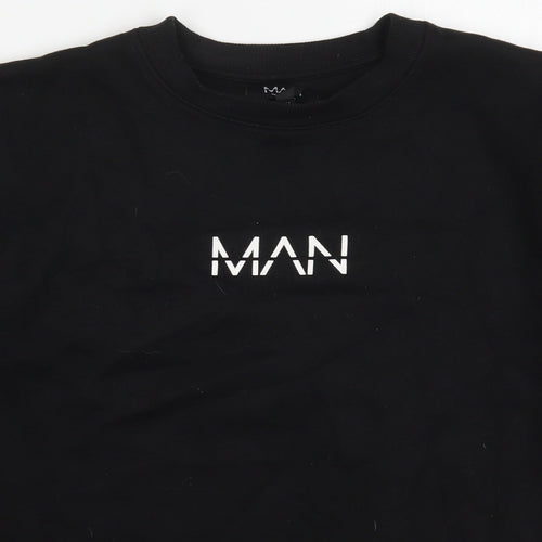 Boohoo MAN Mens Black  Cotton Pullover Sweatshirt Size M