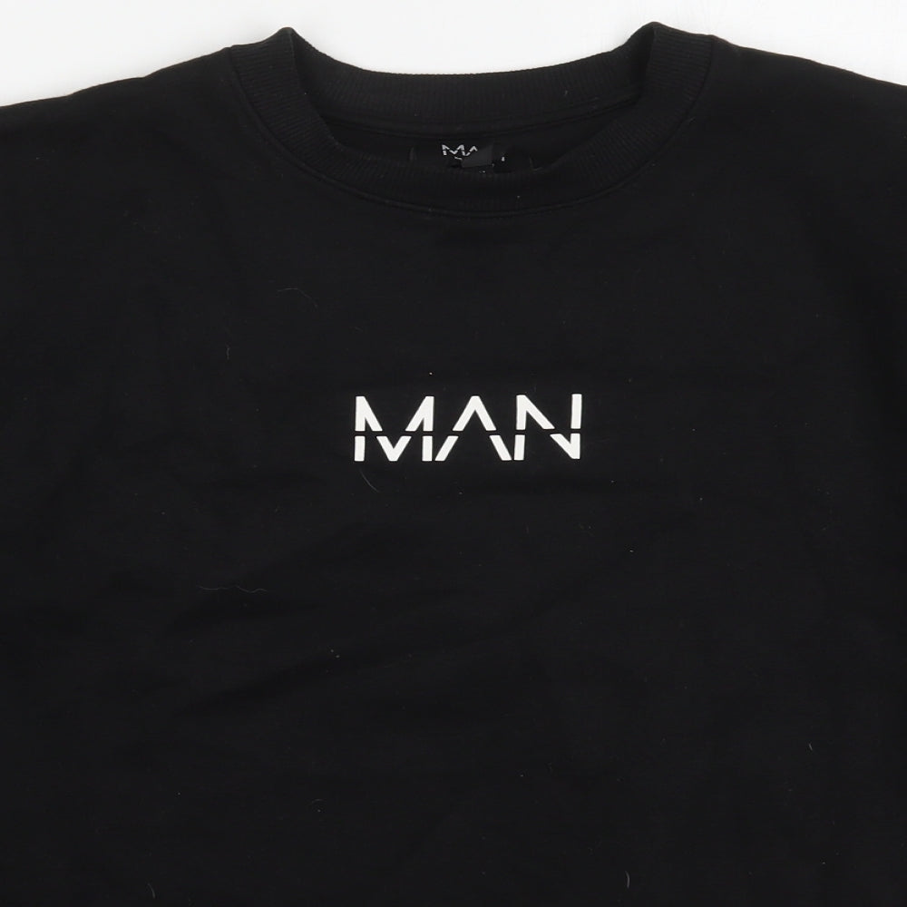 Boohoo MAN Mens Black  Cotton Pullover Sweatshirt Size M