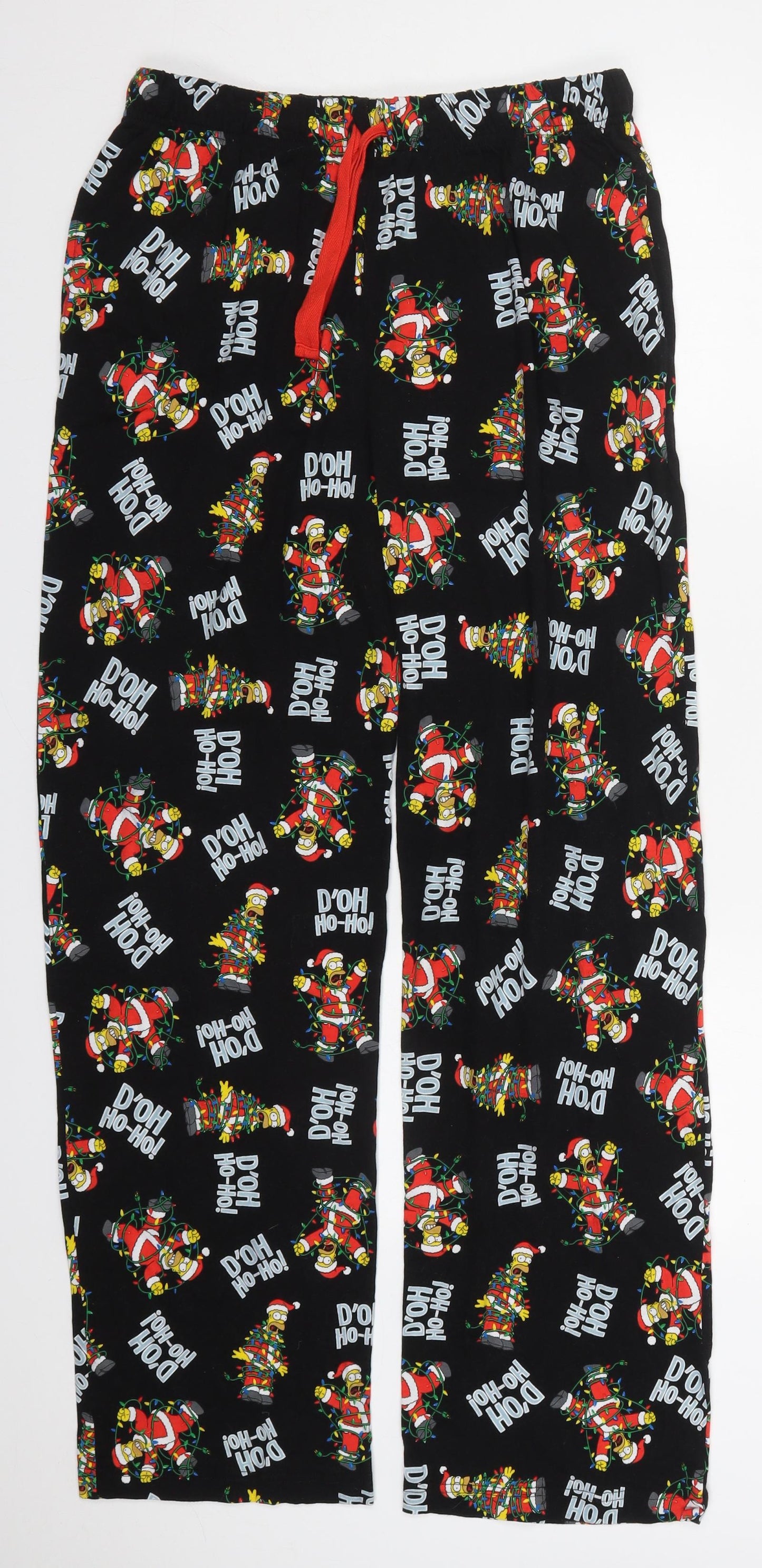 George Mens Multicoloured  Cotton Trousers  Size M L31 in Regular Drawstring - D'oh Ho-Ho The Simpsons Christmas