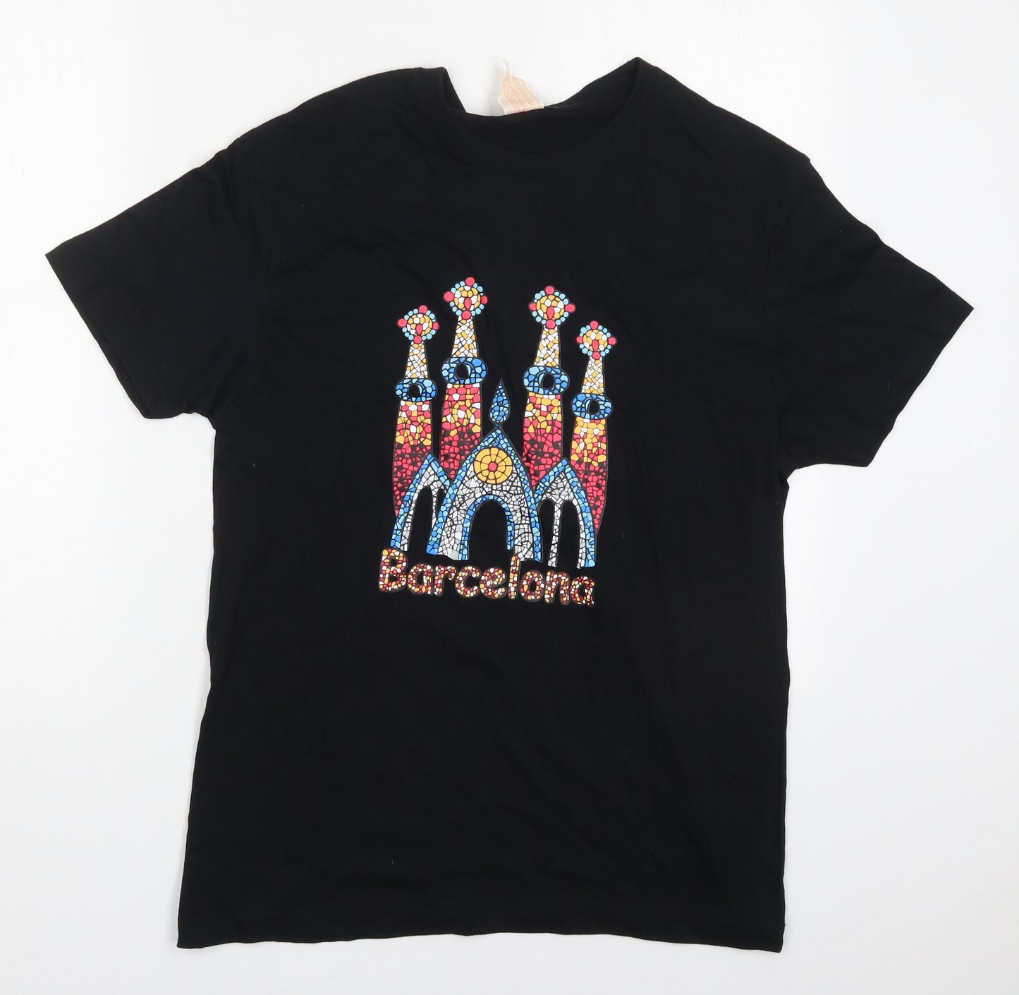 JHK Mens Black  Cotton  T-Shirt Size M Crew Neck  - Barcelona