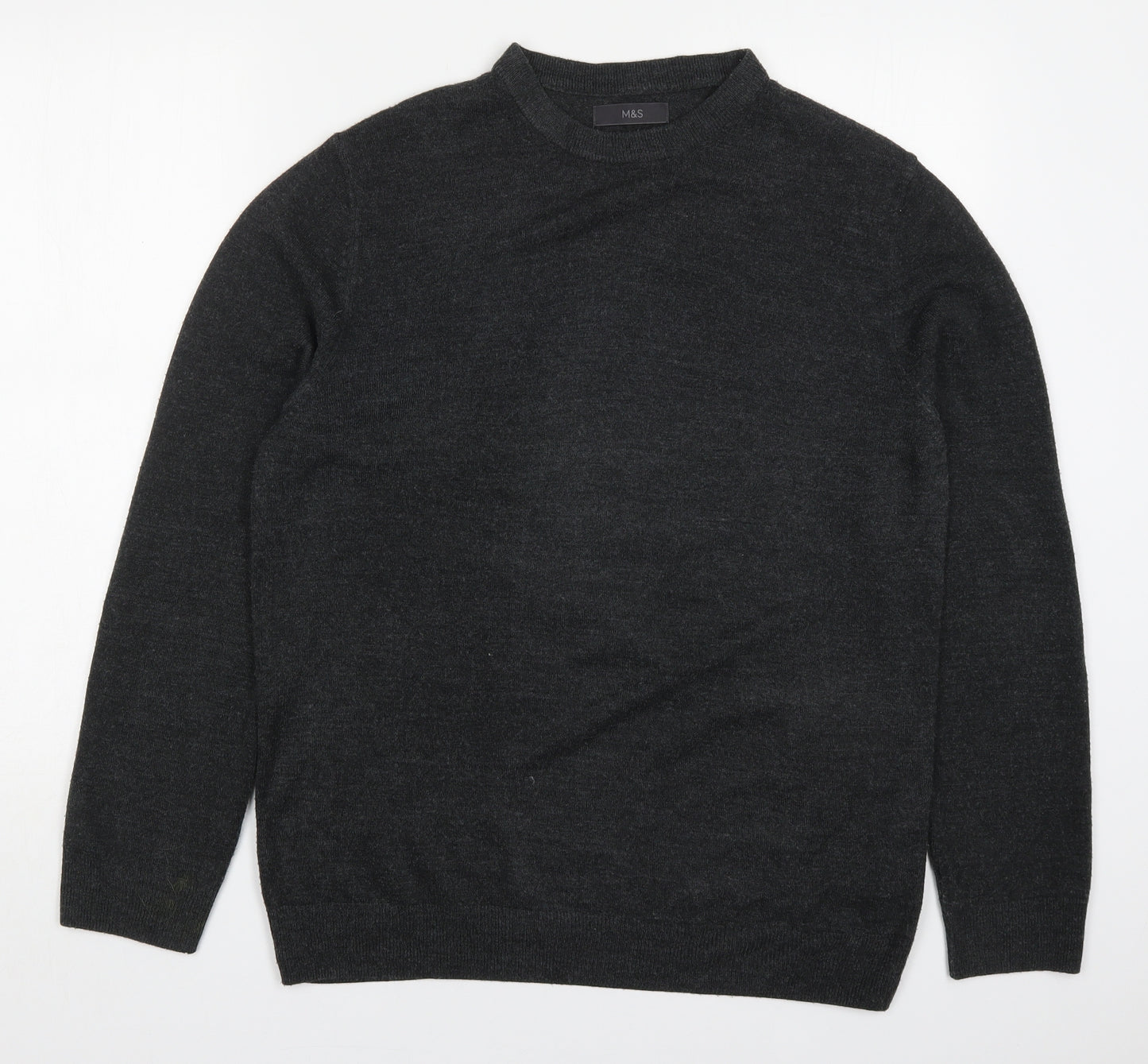 Marks and Spencer Mens Grey Round Neck  Acrylic Pullover Jumper Size L