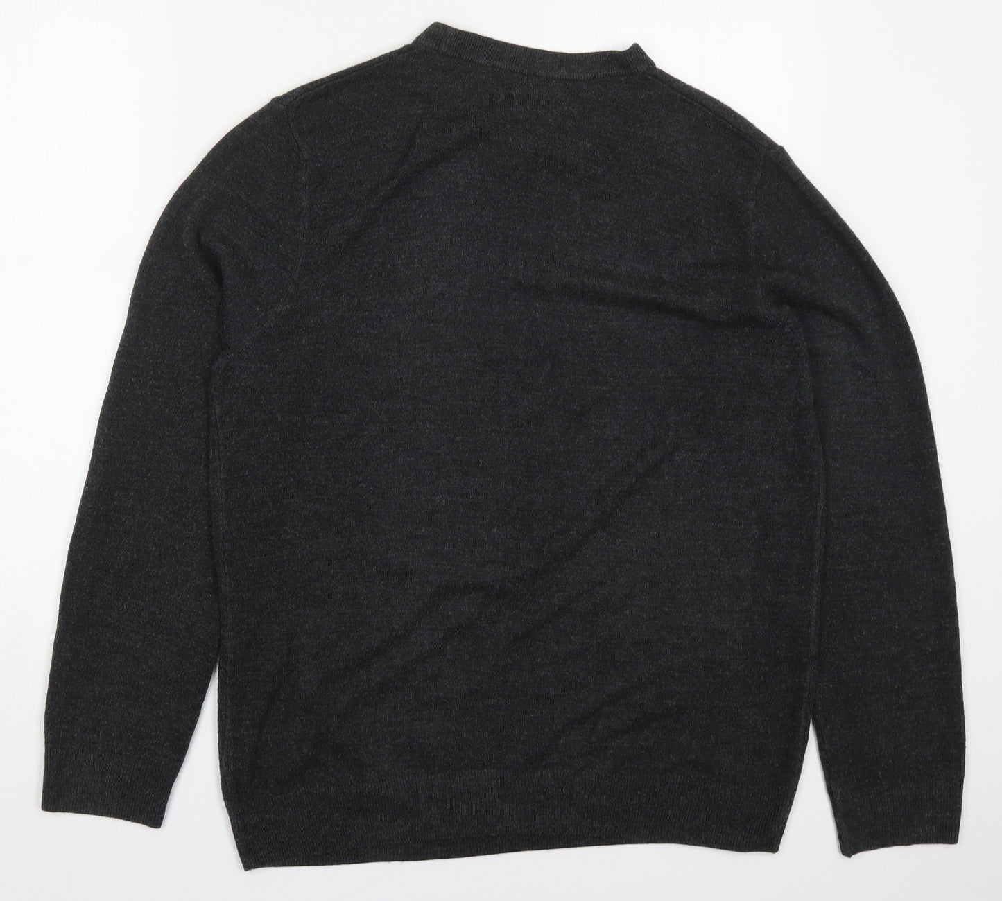 Marks and Spencer Mens Grey Round Neck  Acrylic Pullover Jumper Size L