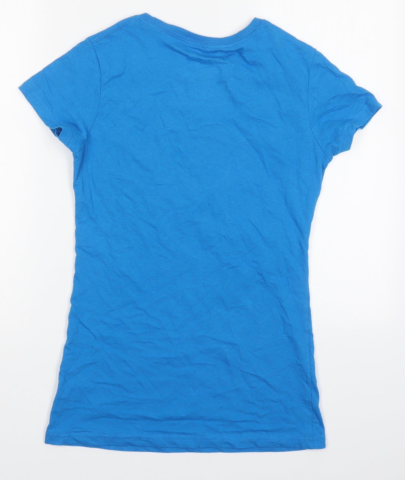 Preworn Womens Blue  Cotton Basic T-Shirt Size M Crew Neck - M&M's