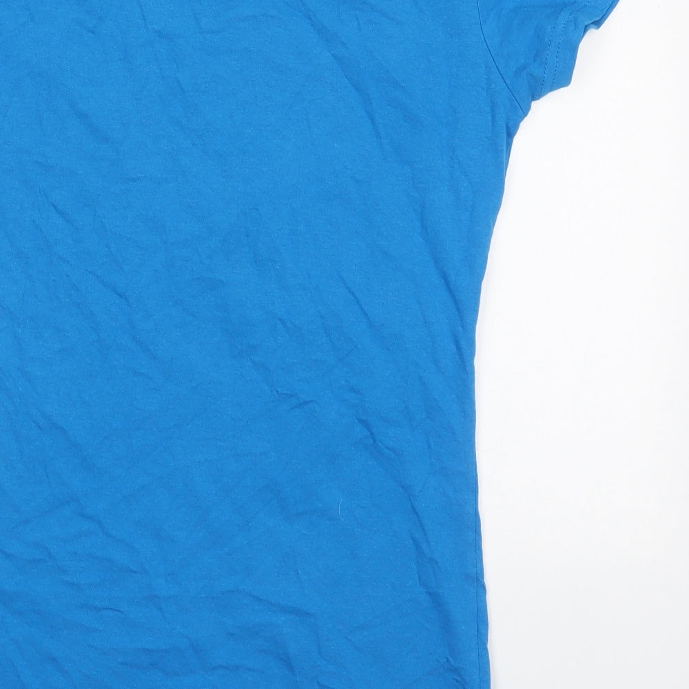 Preworn Womens Blue  Cotton Basic T-Shirt Size M Crew Neck - M&M's