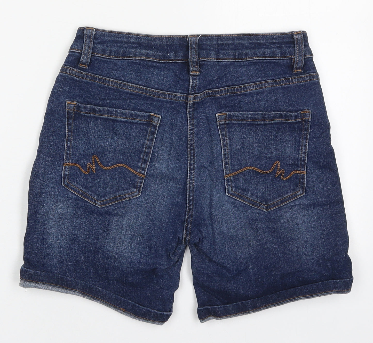 Preworn Womens Blue  Cotton Boyfriend Shorts Size 6 L5 in Regular Button