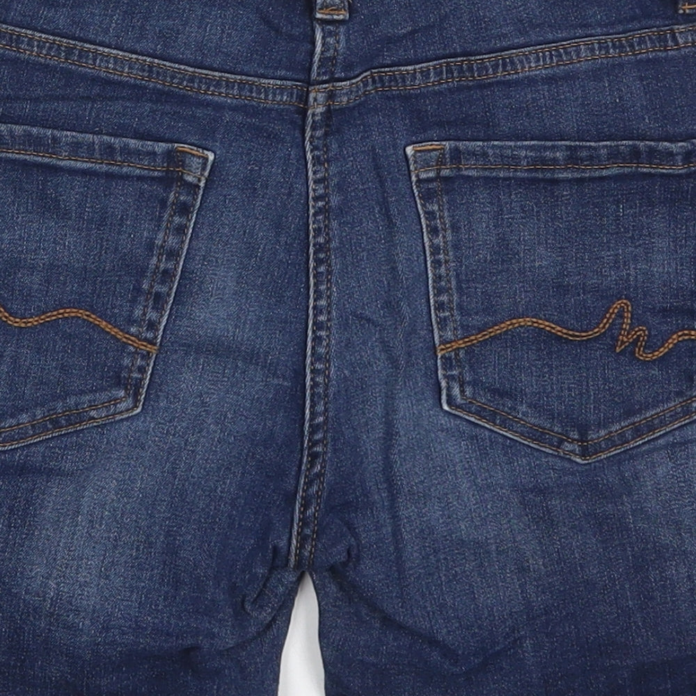 Preworn Womens Blue  Cotton Boyfriend Shorts Size 6 L5 in Regular Button