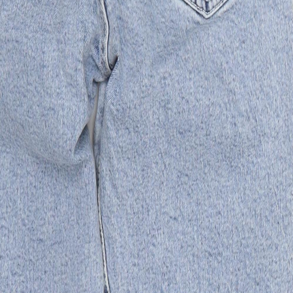 Pull & Bear Womens Blue  Cotton Mom Jeans Size 4 L28 in Slim Button