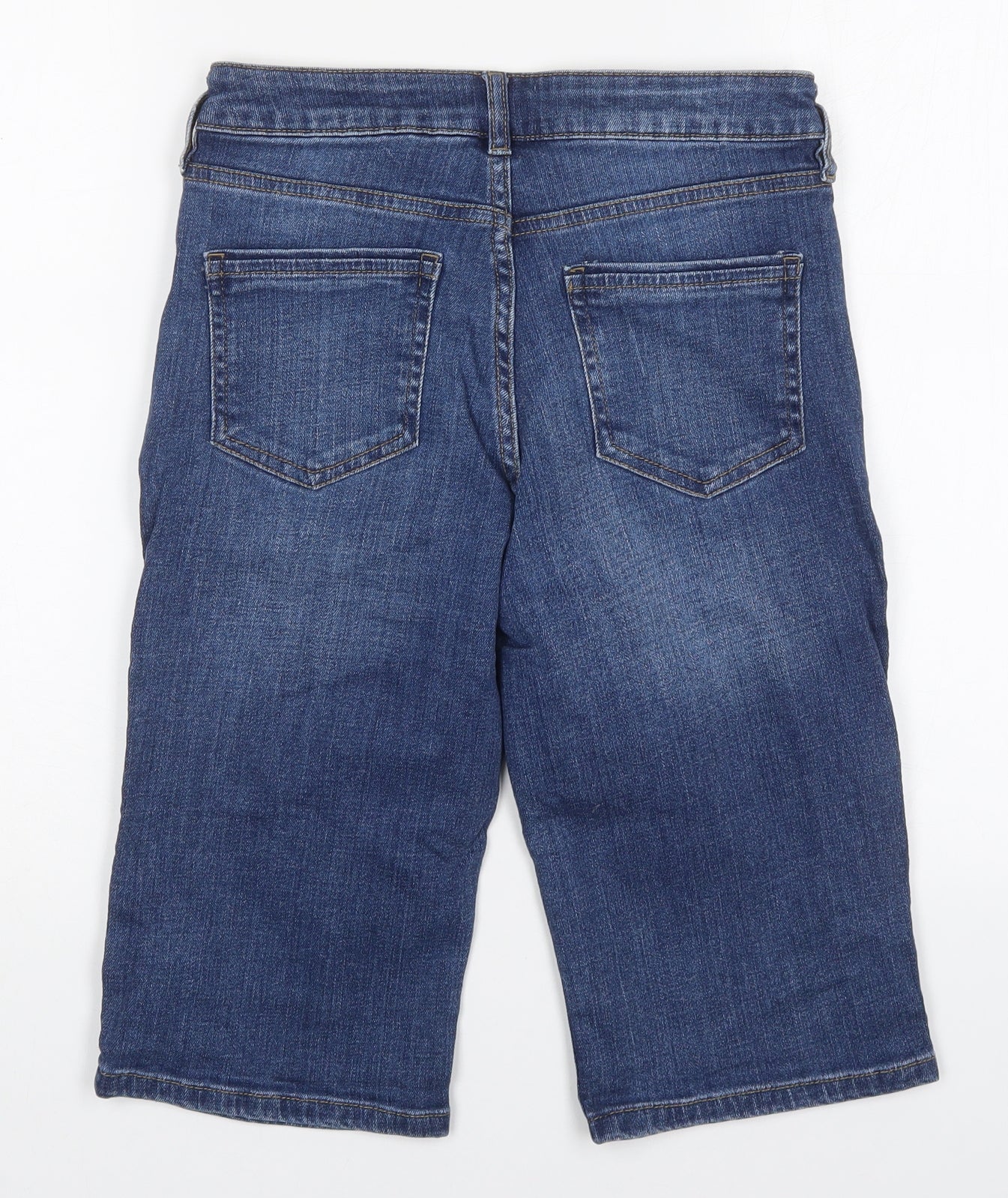 F&F Womens Blue  Cotton Bermuda Shorts Size 6 L12 in Regular Button - Distressed Look