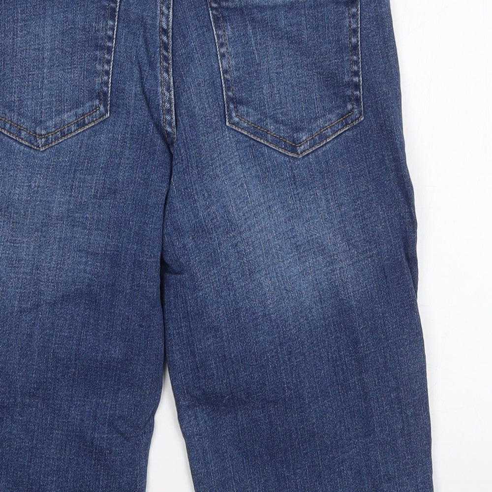 F&F Womens Blue  Cotton Bermuda Shorts Size 6 L12 in Regular Button - Distressed Look