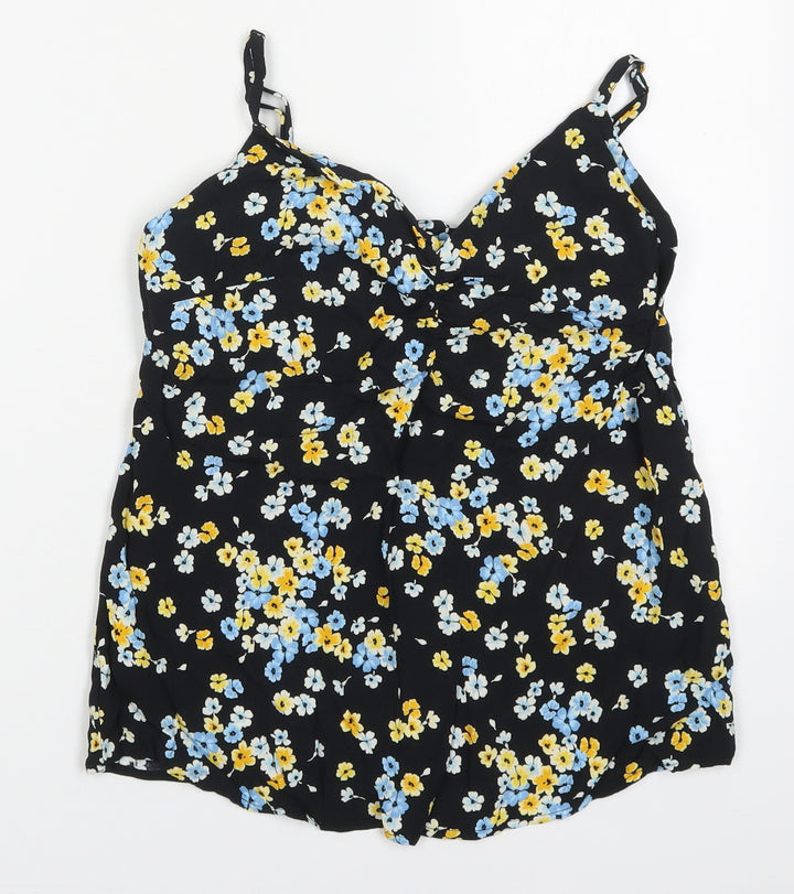 New Look Womens Multicoloured Floral Viscose Basic Tank Size 8 Square Neck