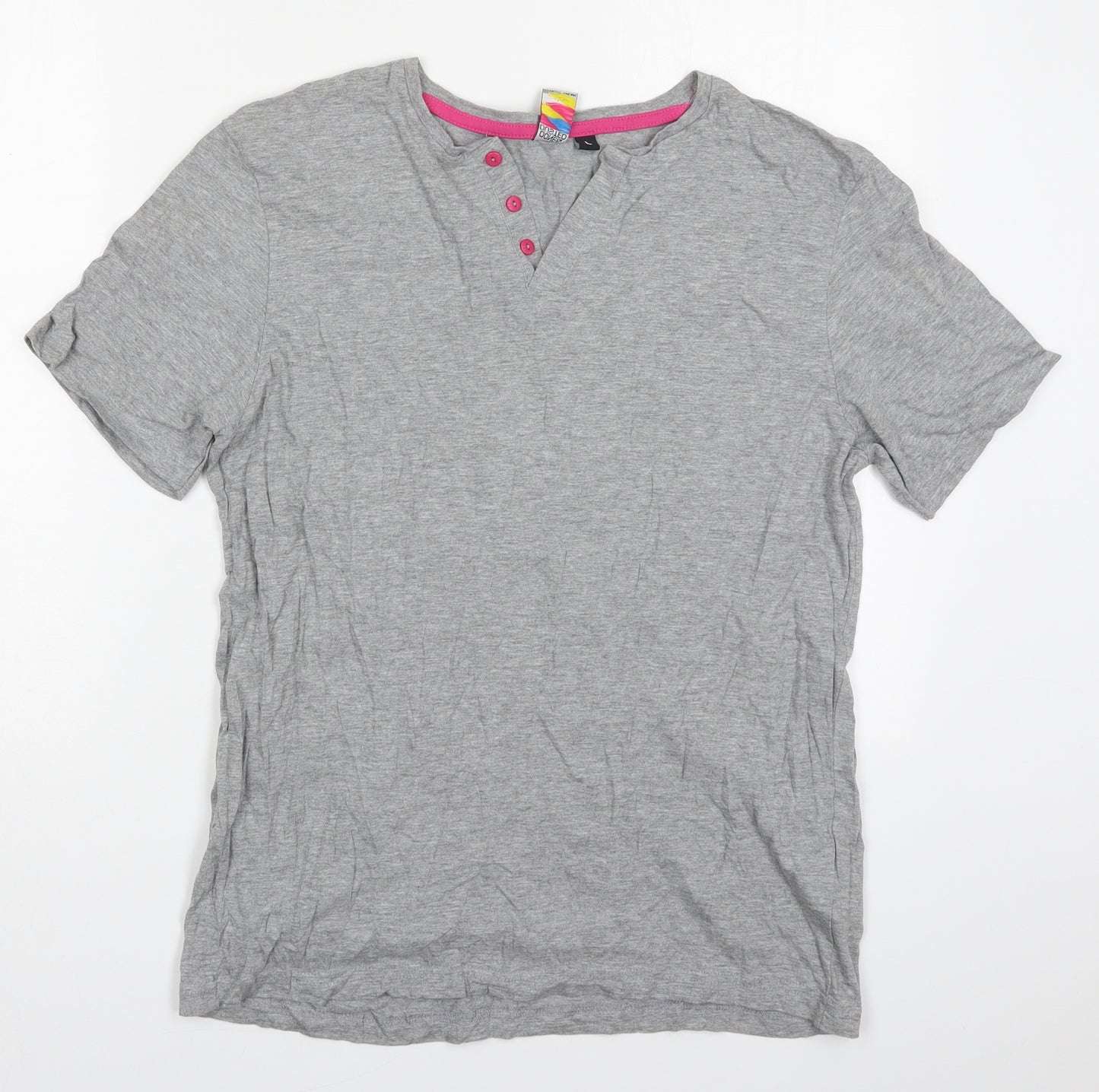 Done & Dusted Mens Grey  Cotton  T-Shirt Size L Henley
