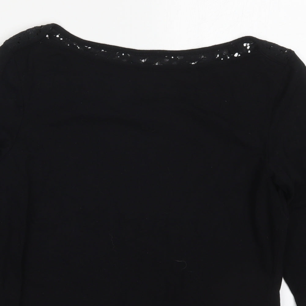 ESMARA Womens Black  Cotton Basic T-Shirt Size M Round Neck