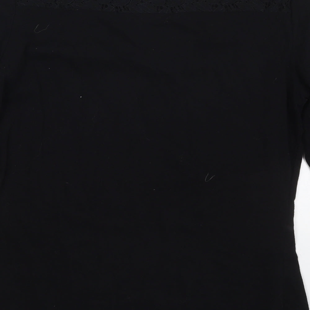 ESMARA Womens Black  Cotton Basic T-Shirt Size M Round Neck
