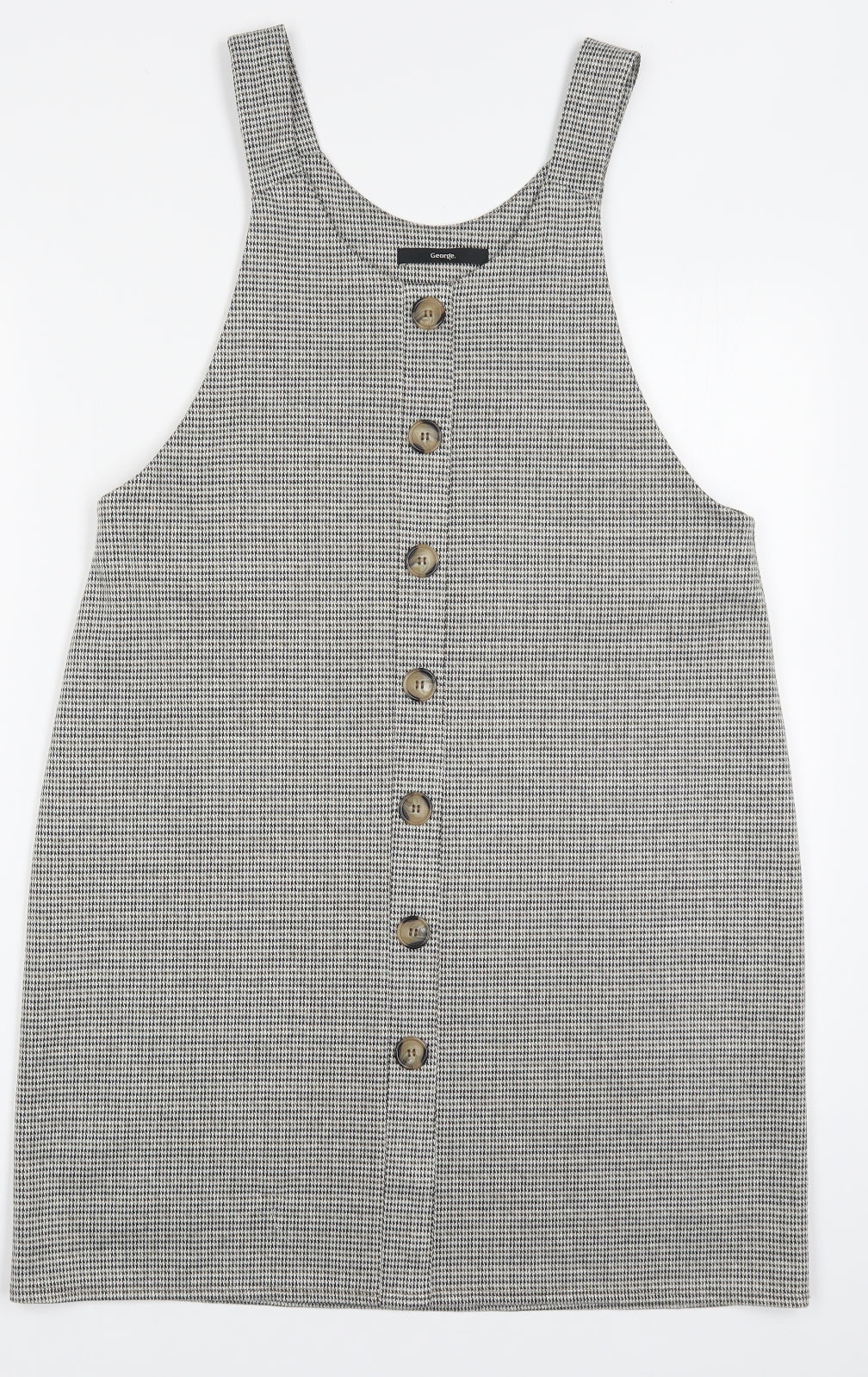 George Womens Beige Houndstooth Polyester Tank Dress  Size 10  Round Neck Button