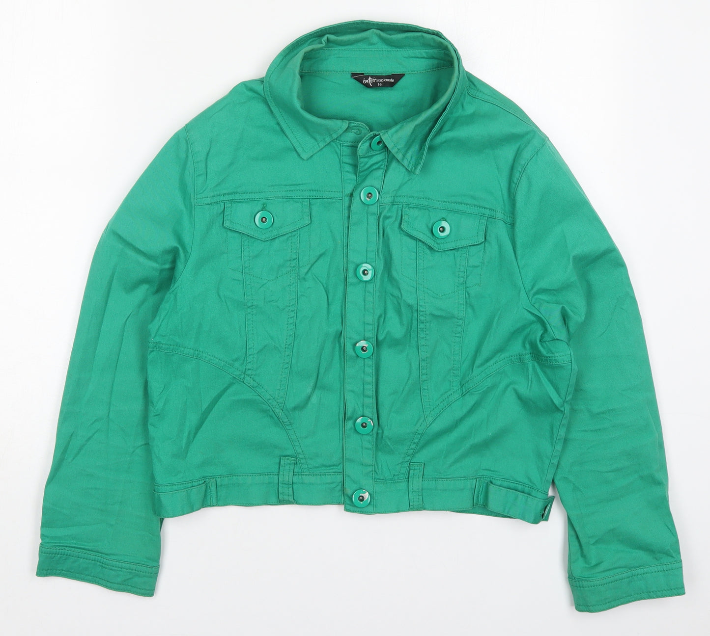 Internacionale Womens Green   Jacket  Size 16  Button