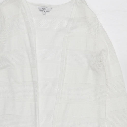 NEXT Womens White V-Neck Striped Polyester Cardigan Jumper Size 14