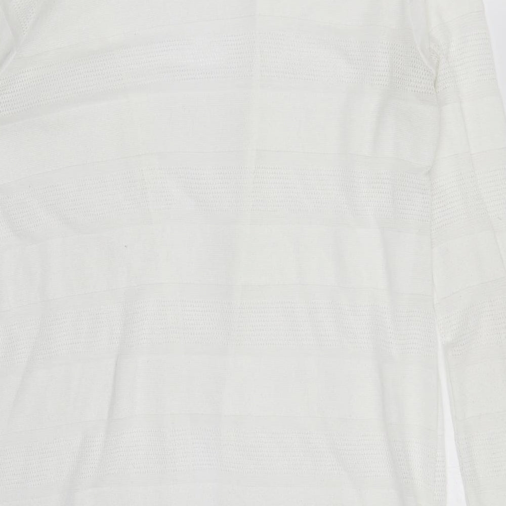 NEXT Womens White V-Neck Striped Polyester Cardigan Jumper Size 14