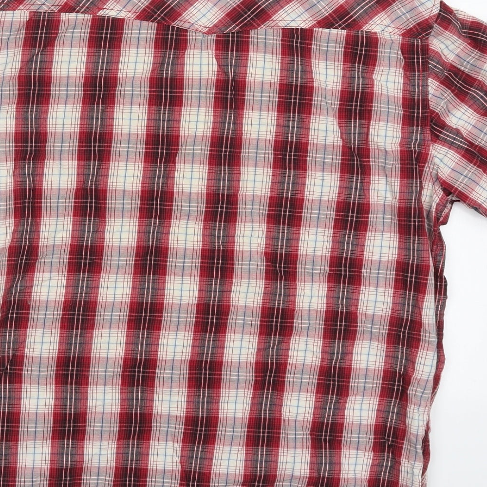 Cedar Wood State Mens Red Check Cotton  Button-Up Size L Collared Button