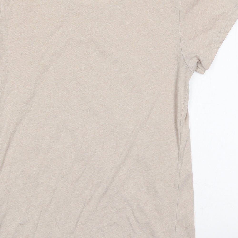 Primark Womens Beige  Polyester Basic T-Shirt Size 6 Round Neck