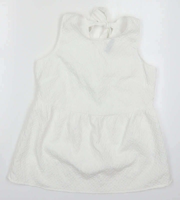 F&F Womens White Polyester Basic Tank Size 14 Round Neck