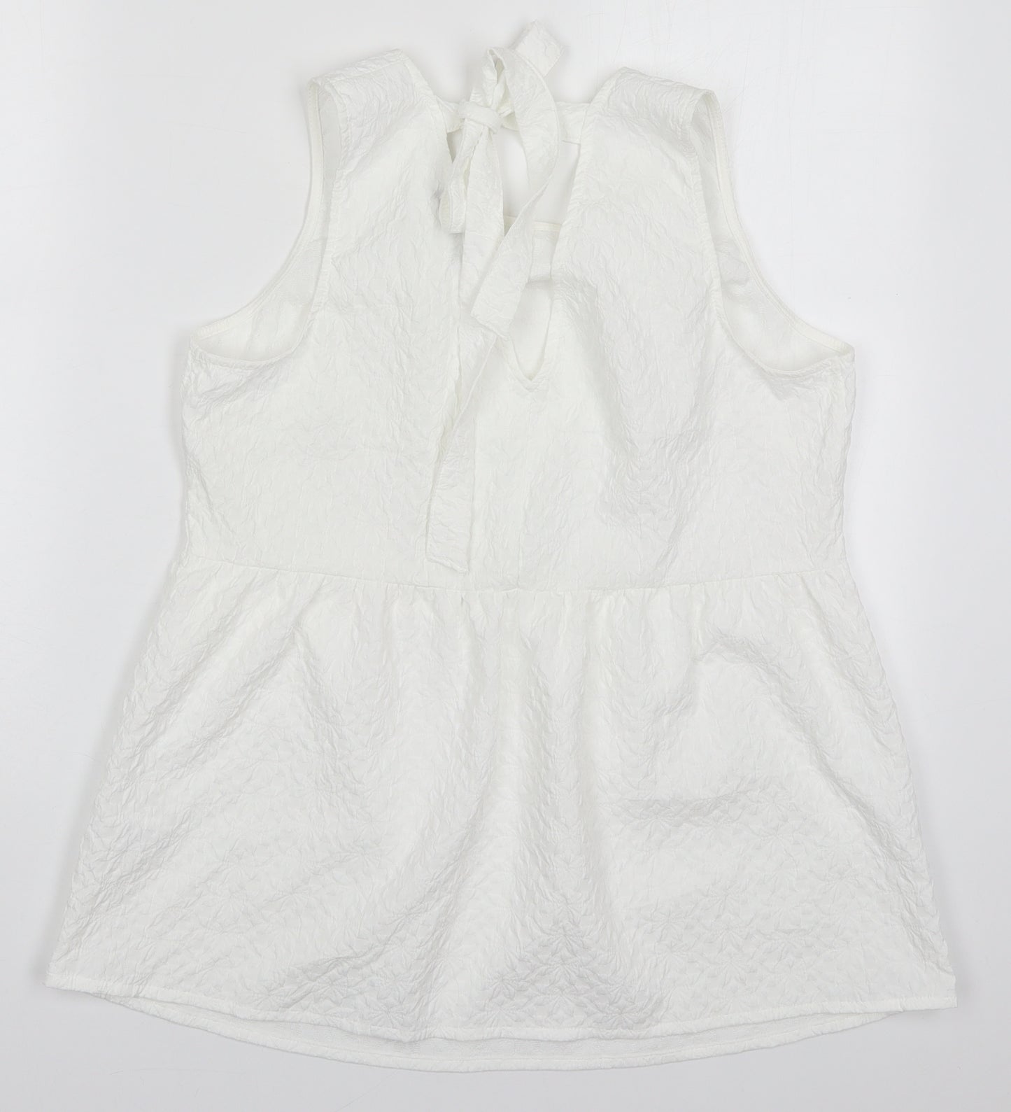 F&F Womens White  Polyester Basic Tank Size 14 Round Neck