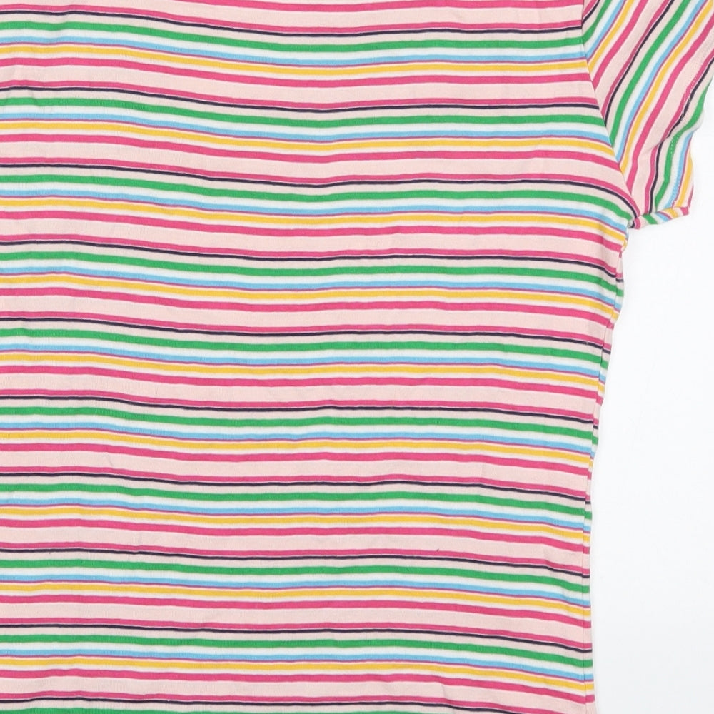 Matalan Womens Multicoloured Striped Cotton Basic T-Shirt Size 14 Round Neck