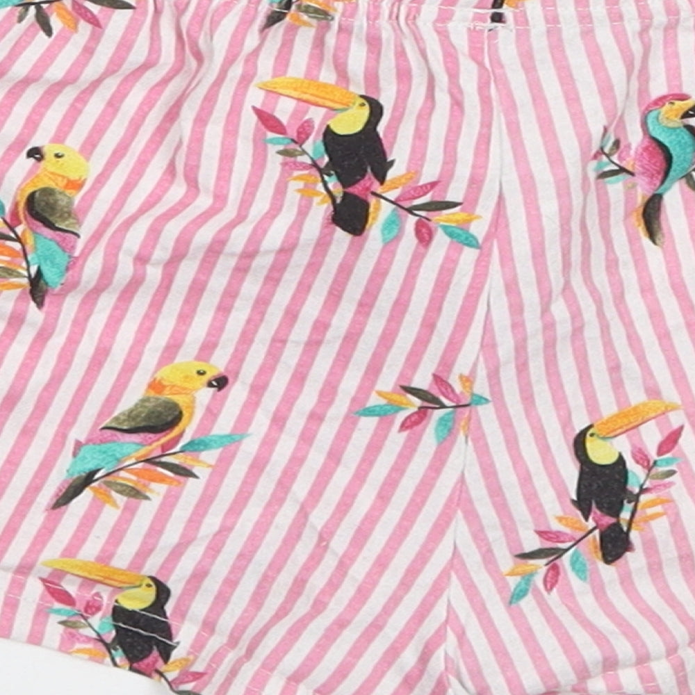 Primark Womens Pink Striped Polyester Sweat Shorts Size 6  Regular Drawstring - Parrot Print Pyjama Shorts