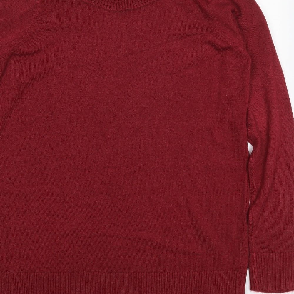 Papaya Womens Red  Acrylic Jumper Dress  Size 14  Roll Neck Pullover