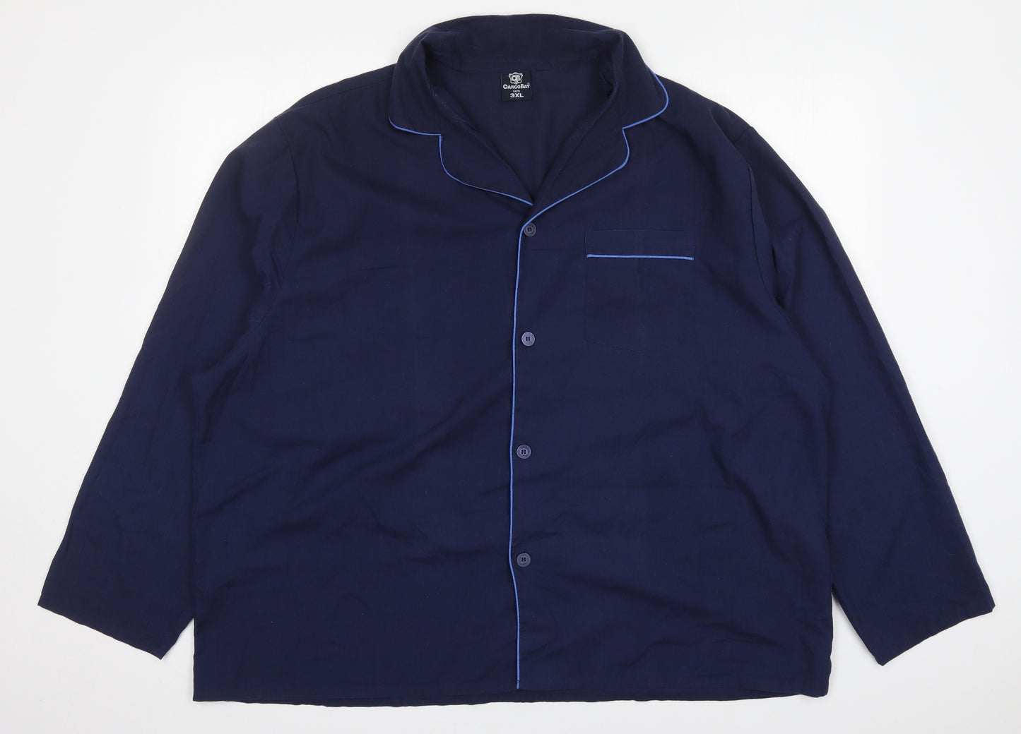Cargo Bay Mens Blue Solid Polyester  Pyjama Top Size 3XL  Button