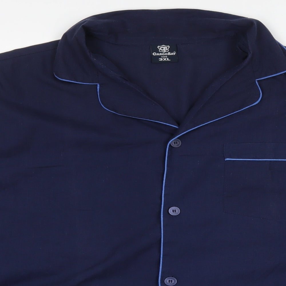Cargo Bay Mens Blue Solid Polyester  Pyjama Top Size 3XL  Button