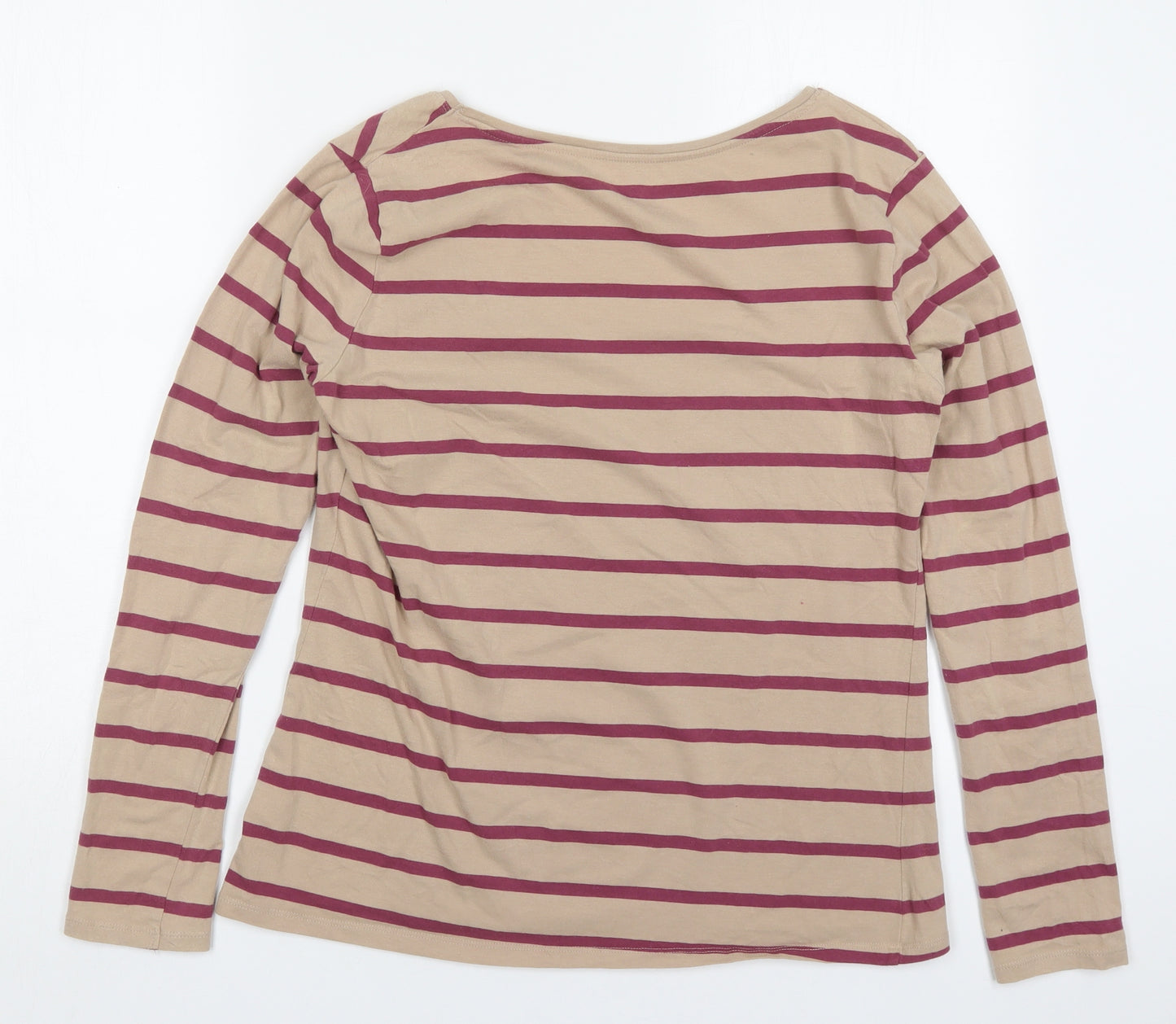 Atmosphere Womens Beige Striped Cotton Basic T-Shirt Size 18 Round Neck - Pink