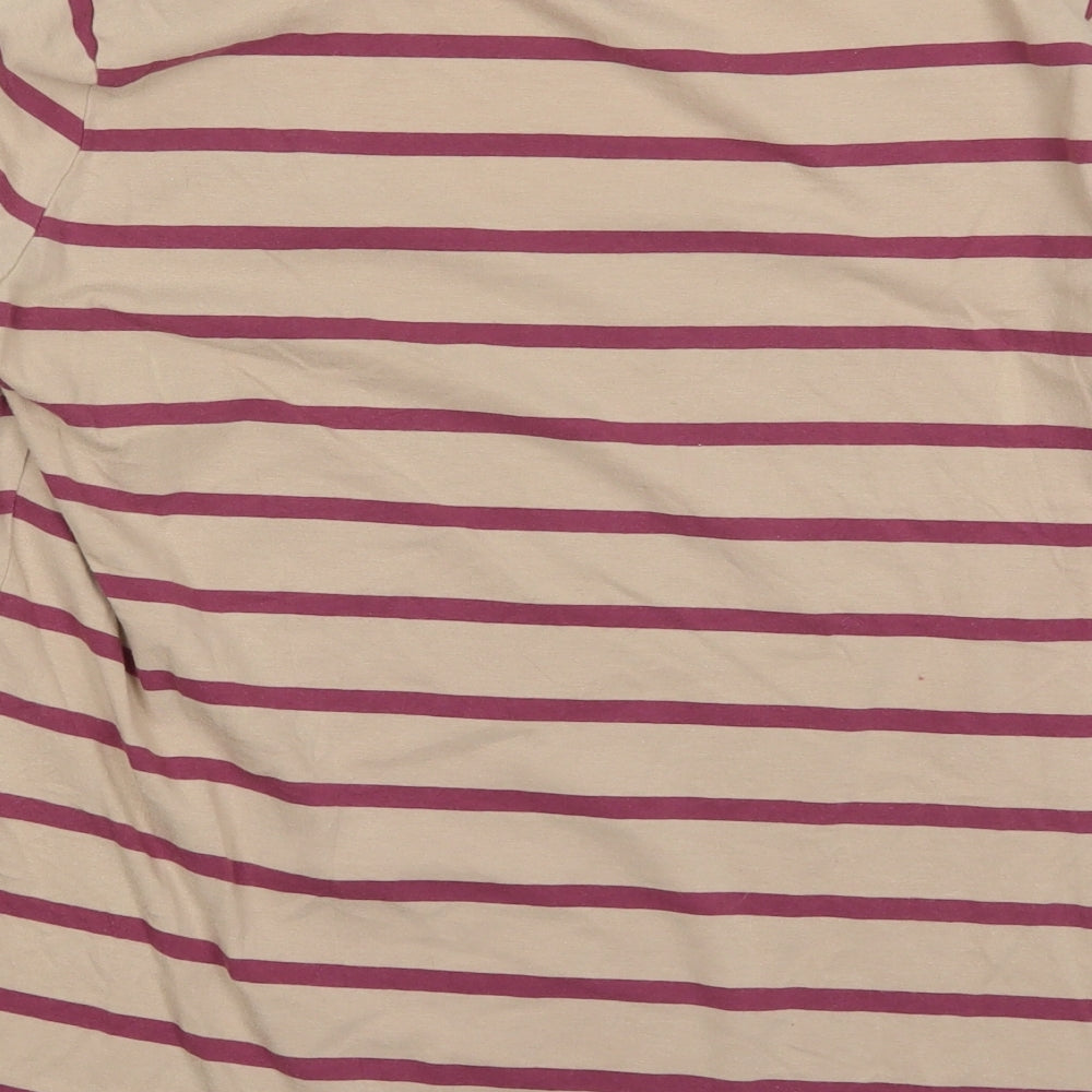 Atmosphere Womens Beige Striped Cotton Basic T-Shirt Size 18 Round Neck - Pink