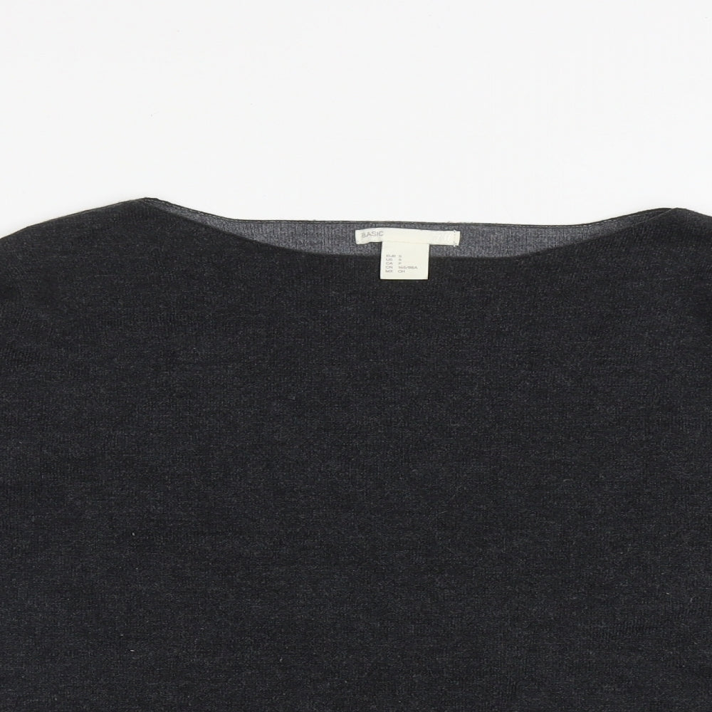 H&M Womens Grey Boat Neck  Viscose Pullover Jumper Size S